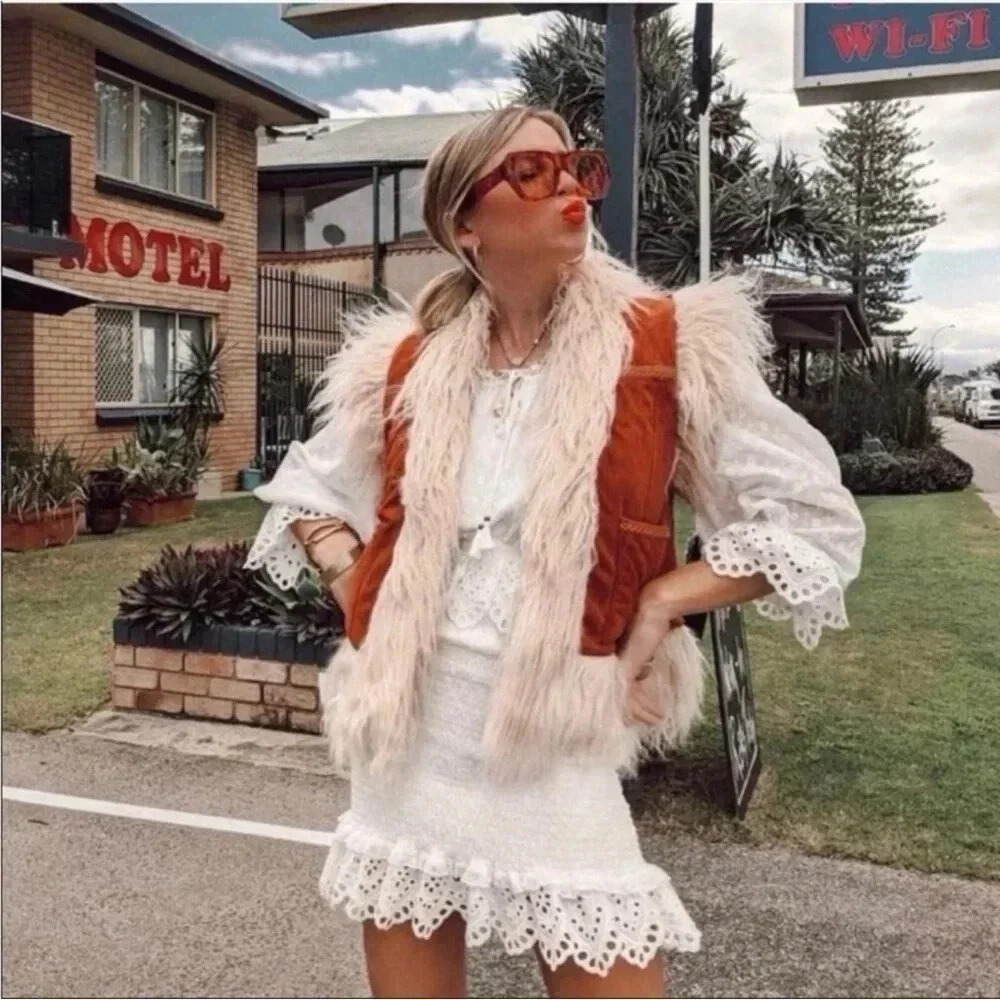 Spell & The Gypsy Fairycore Prairiecore White Mini Dress Size M